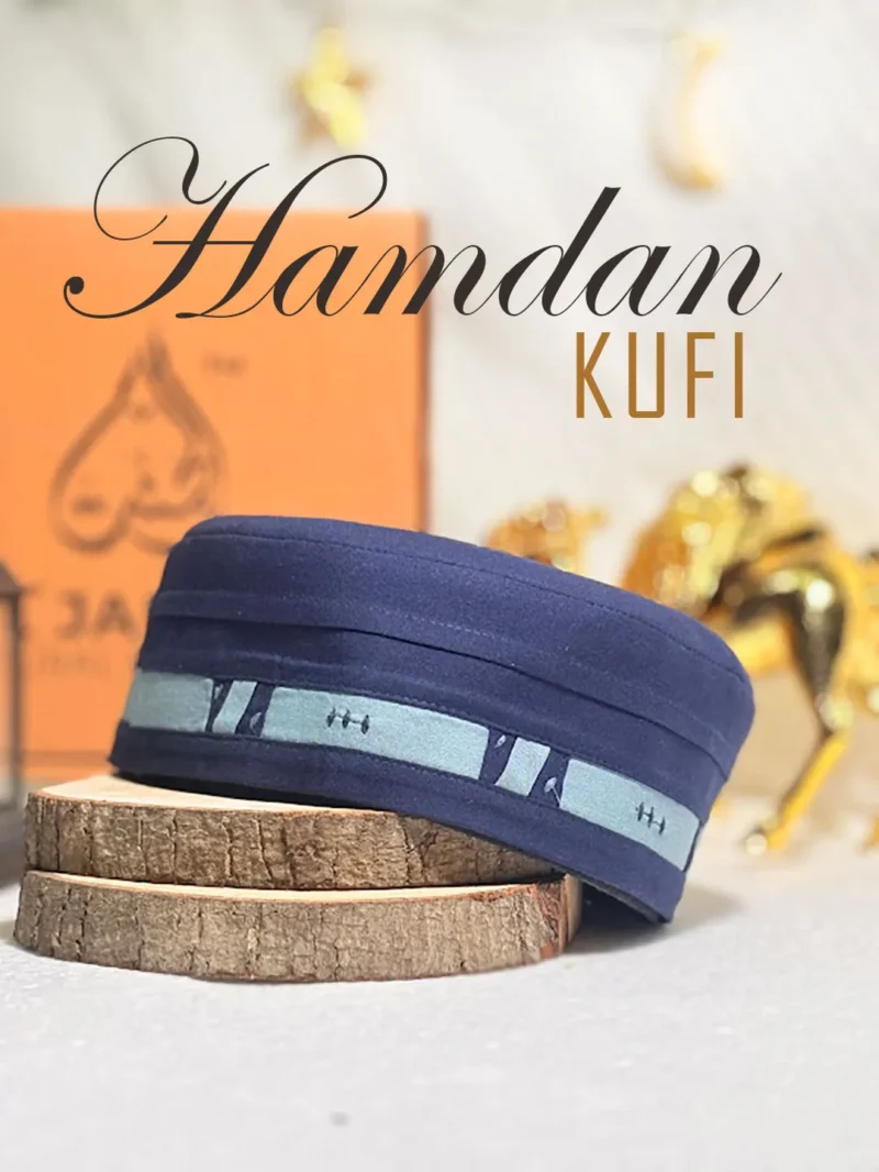 Hamdan Premium Kufi Islamic Prayer Cap (Blue)
